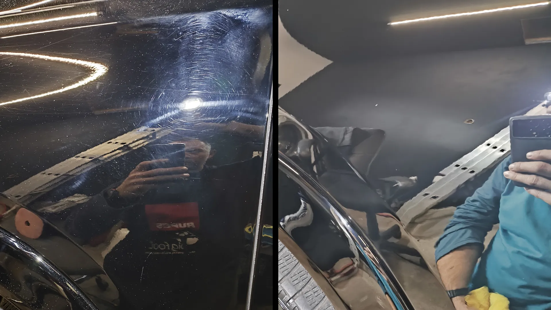 Porównanie lakieru przed renowacją i po renowacji